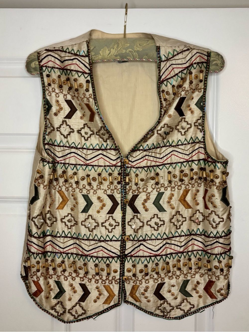 Vintage 100% Silk Beaded Embroidered Vest Size Small Rafaella